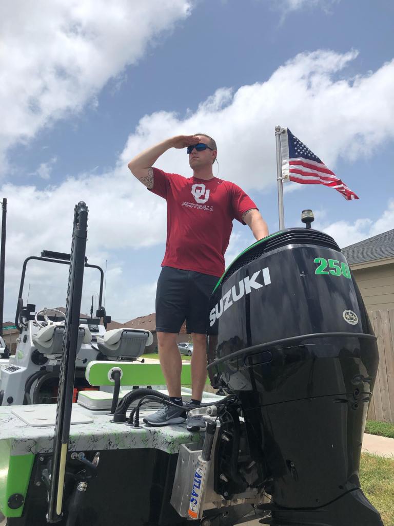 court standing on our boat