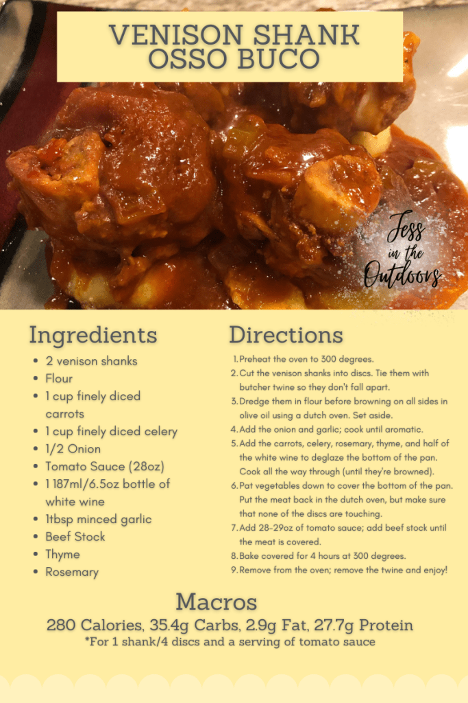 Venison Shank Osso Buco recipe card