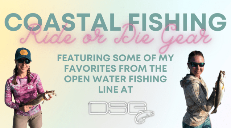 a couple of picutres of jessica holding up speckledtrout in DSG fishing gear: Click here to read the blog post!